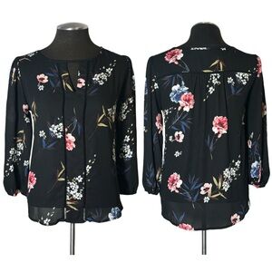 Collective Concepts – Black Floral Pullover Top– Stitch Fix – Petite Small
